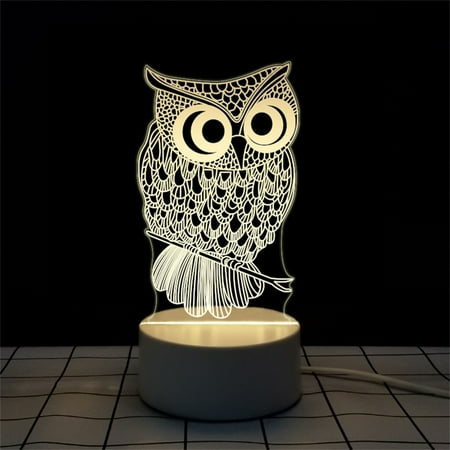 

3D LED Touch Control Table Lamp Bedside Night Light Boys/Girls Owl Night Light for Bedroom 3-Colors Changing USB Powered Control Night Light