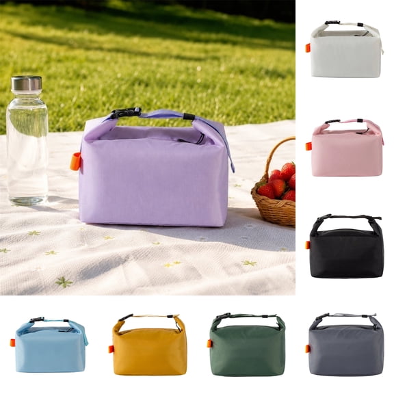 Foldable Lunch Bag Dumpling Shape Insulated,Waterproof Compact Bento Organizer,Lightweight Portable Cooler for Office School Outdoor Picnic Purple