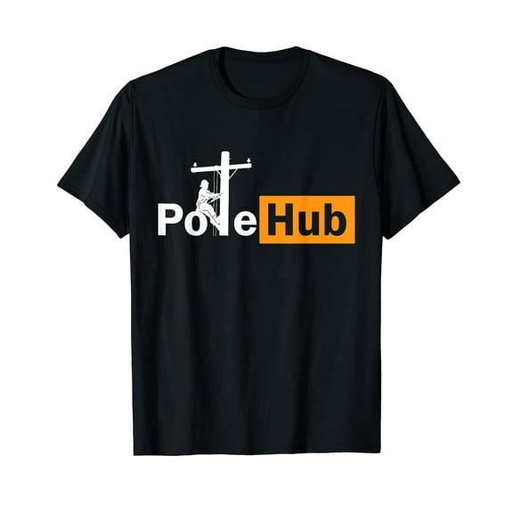 Pole Hub Lineman Line Worker Utility Pole Funny Lineman FUN T-Shirt