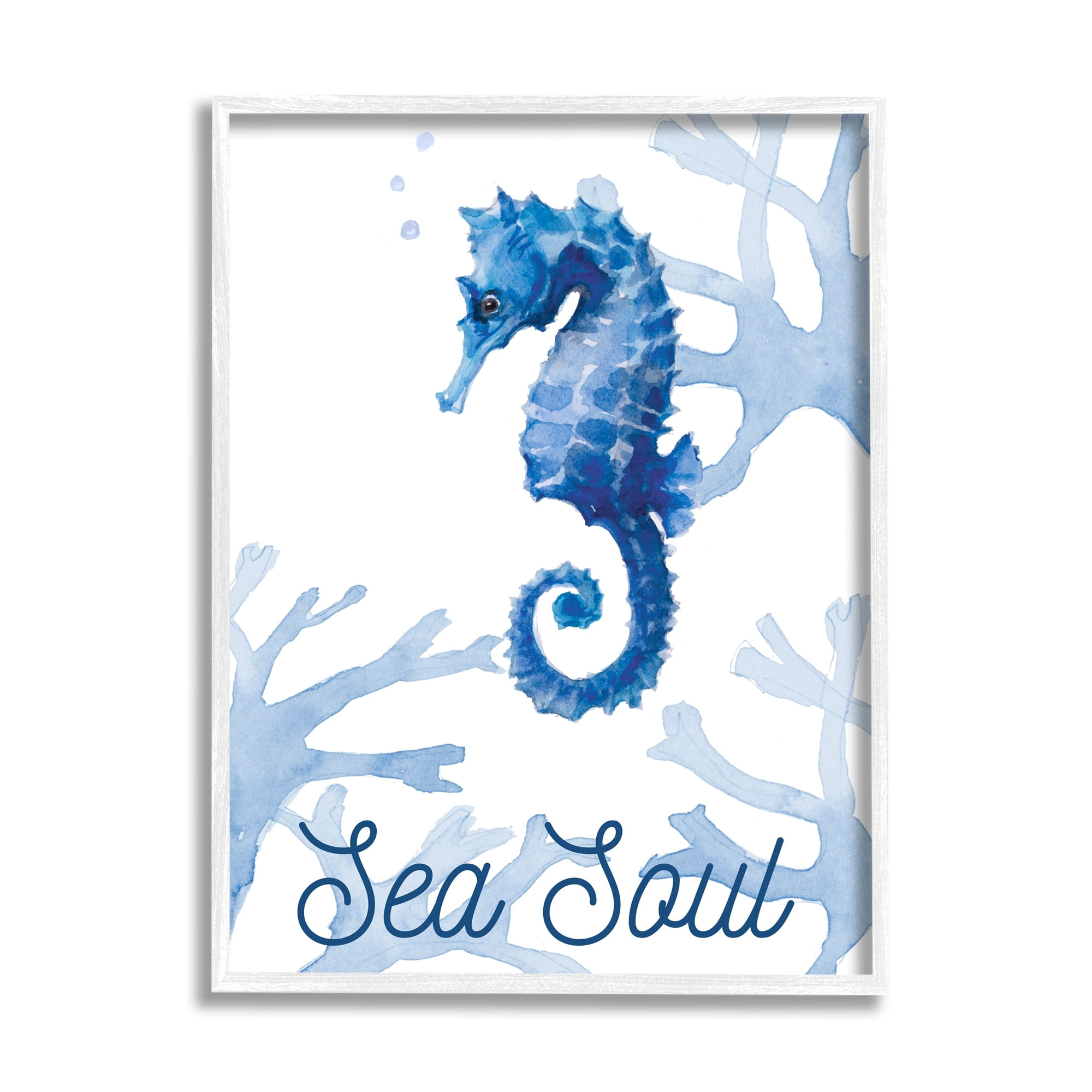 Stupell Industries Sea Soul Sentiment Tranquil Blue Seahorse Ocean Coral, 24 x 30, Design by Lanie Loreth