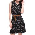 thumbnail image 1 of Día de San Patricio Vestido Sin Mangas Con Cinturón Estampado Por Encima De La Rodilla Con Media Tapeta Para Mujer Negro, Floral M, 1 of 7