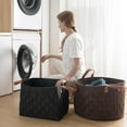 thumbnail image 6 of Laundry Basket 20" x20 " x11.8 ", Large Round Blanket Basket with Leather Handle, Felt Storage Basket for Living Room, Nursery, Dog Toys-Dark Gray, 6 of 7