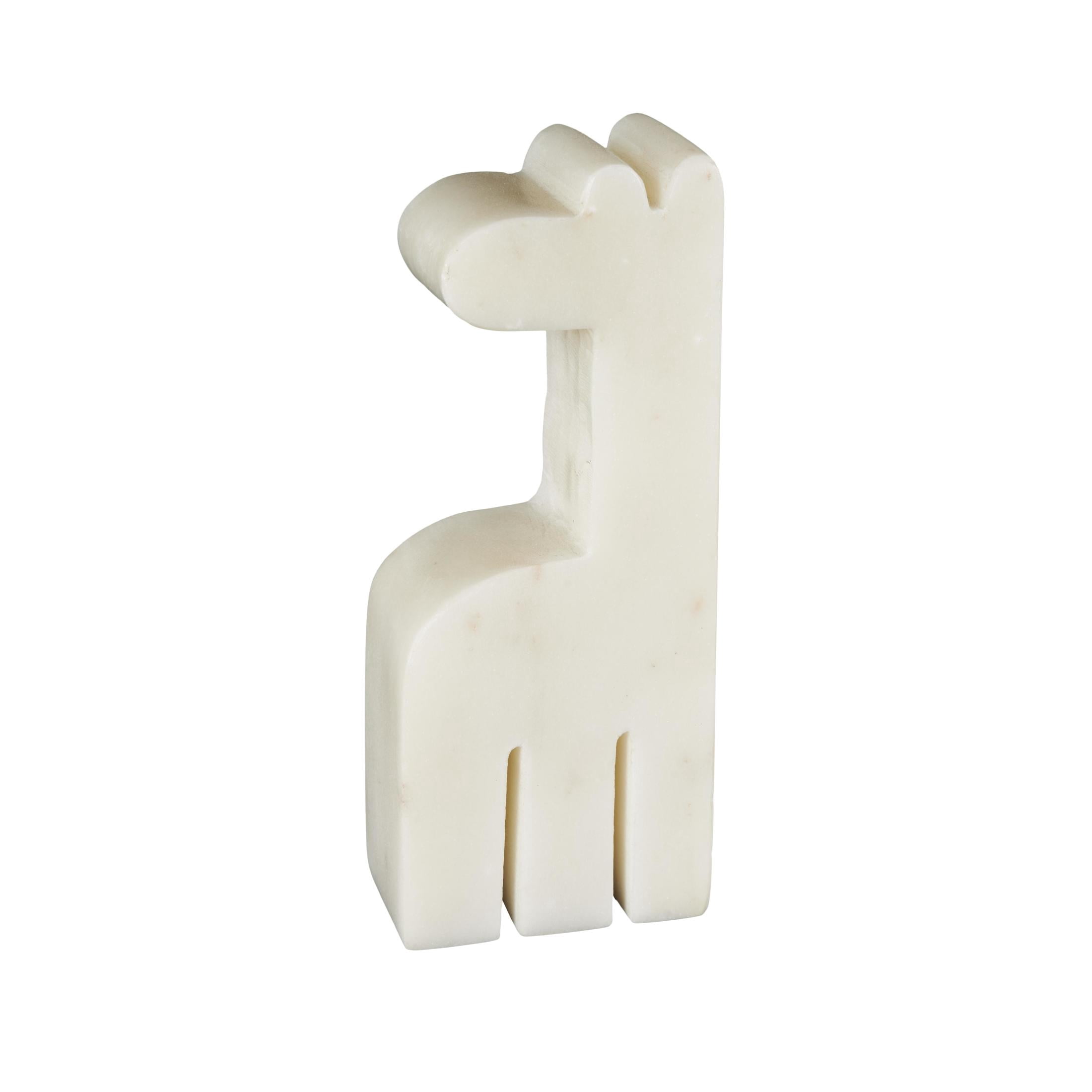 3",6",3"H Cream Marble Small Abstract Rounded Safari Animals Sculpture, by DecMode (3 Count)