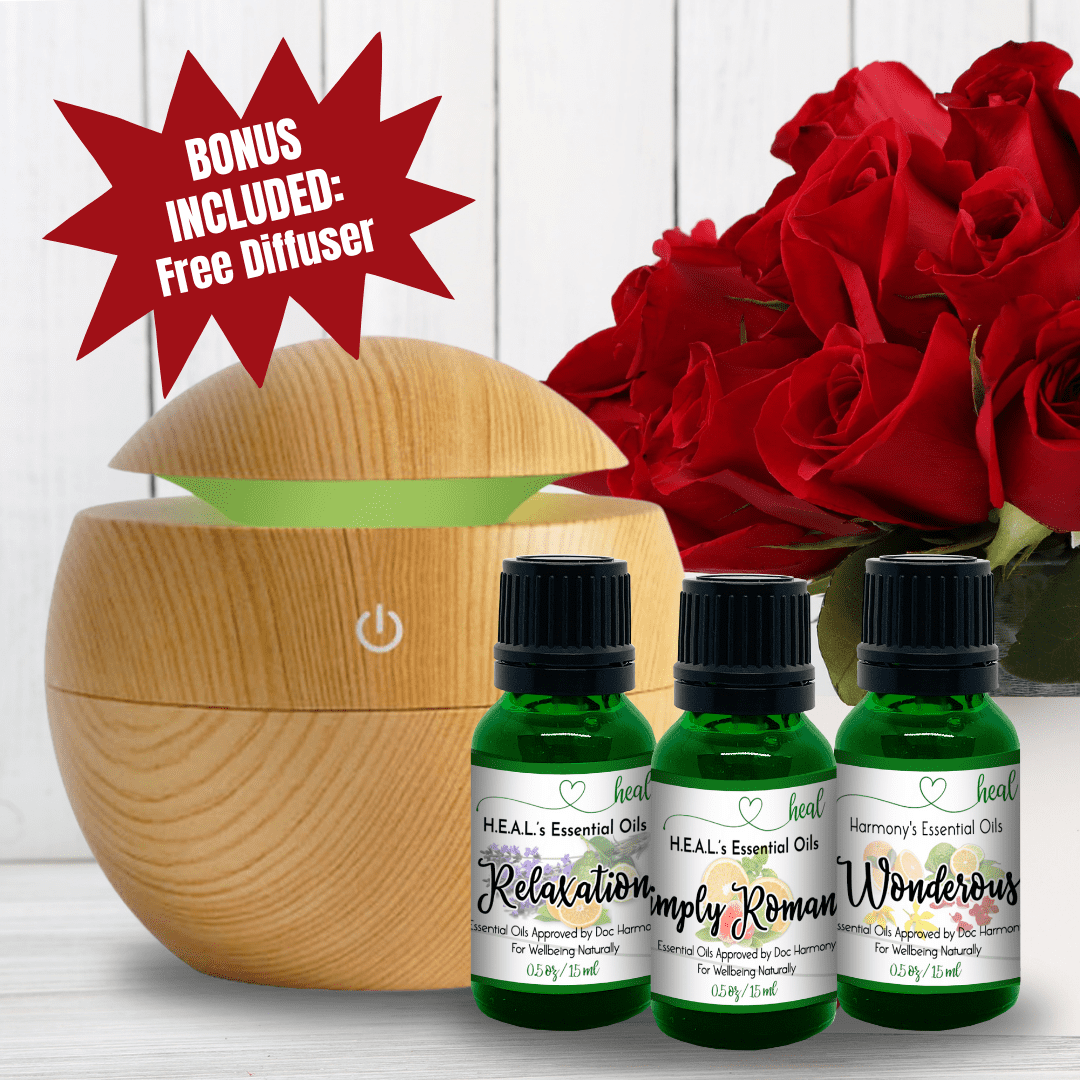 H.E.A.L. Essential Oil Gift Set with Romantic Aromatherapy Blends, 3 Pack