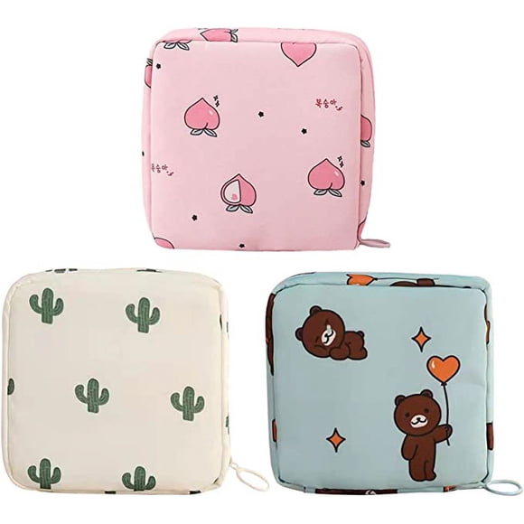 (3 piezas) 3 toallas sanitarias, bolsas de almacenamiento, bolsas de tratamiento de higiene, bolsas menstruales portátiles de gran capacidad, bolsas recolectoras con cremalleras, bolsas de almacenamie