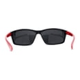 thumbnail image 4 of Mens Lion Shield Emblem 90s Racer Rectangle Wrap Sunglasses Black Red, 4 of 4