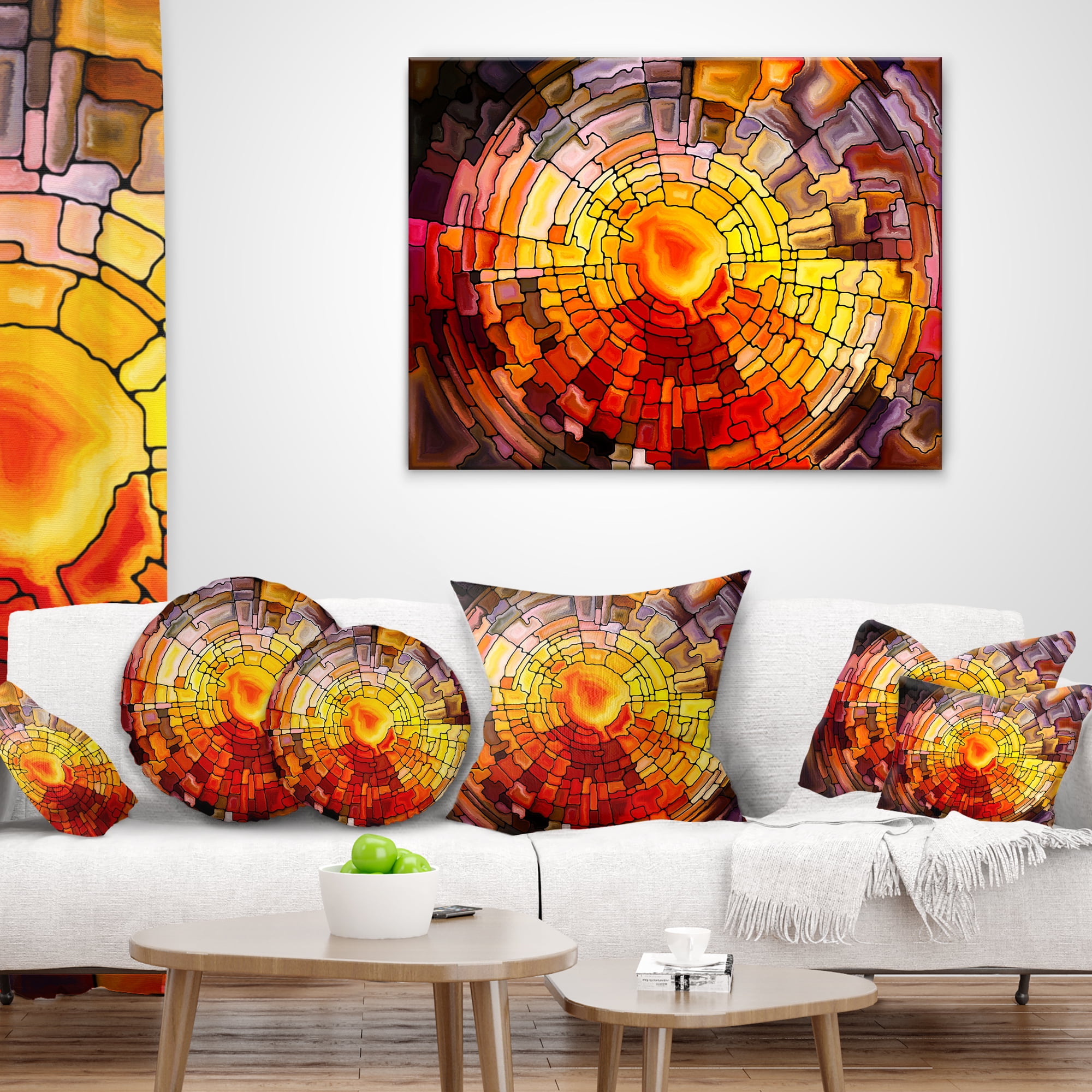 Designart Return of Stained Glass - Contemporary Throw Pillow - 16x16