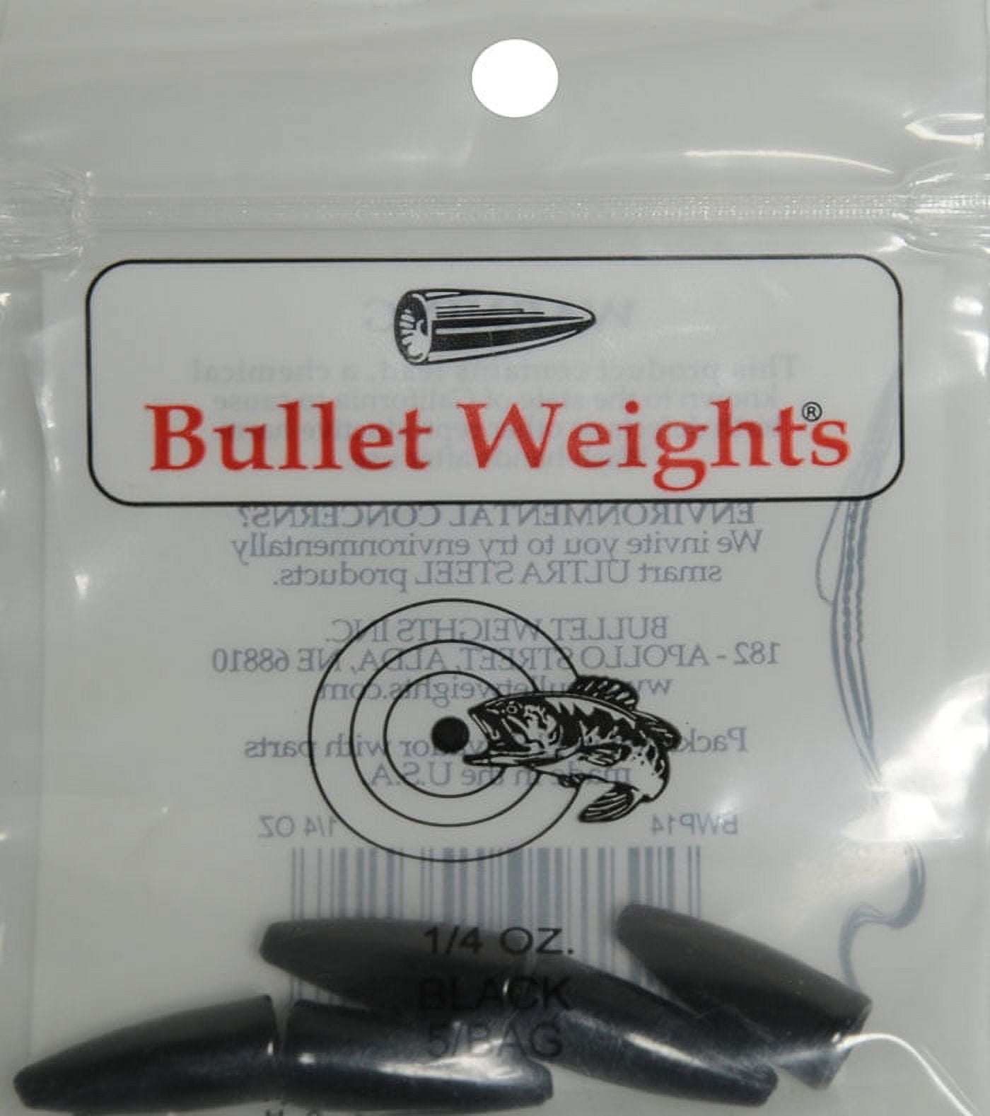 (6 pack) Bullet Weights 1/4 oz Worm Weight Black