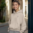 thumbnail image 3 of Dalix Heartly Ghost Embroidery Relaxed Hoodie Soft Fleece Sweatshirt Fit Lounge Womens in Beige 2XL XX-Large, 3 of 5