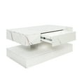 thumbnail image 4 of 39" Modern Coffee Table, 2 Tier Rectangular Center Table with Drawer and Open Shelf, Wood Accent Table with LED Lights, for Living Room, Office, 4 of 9