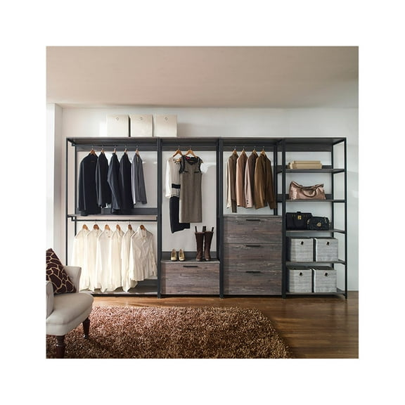 Klair Living Monica Wood Walk-in Closet System in Rustic Gray