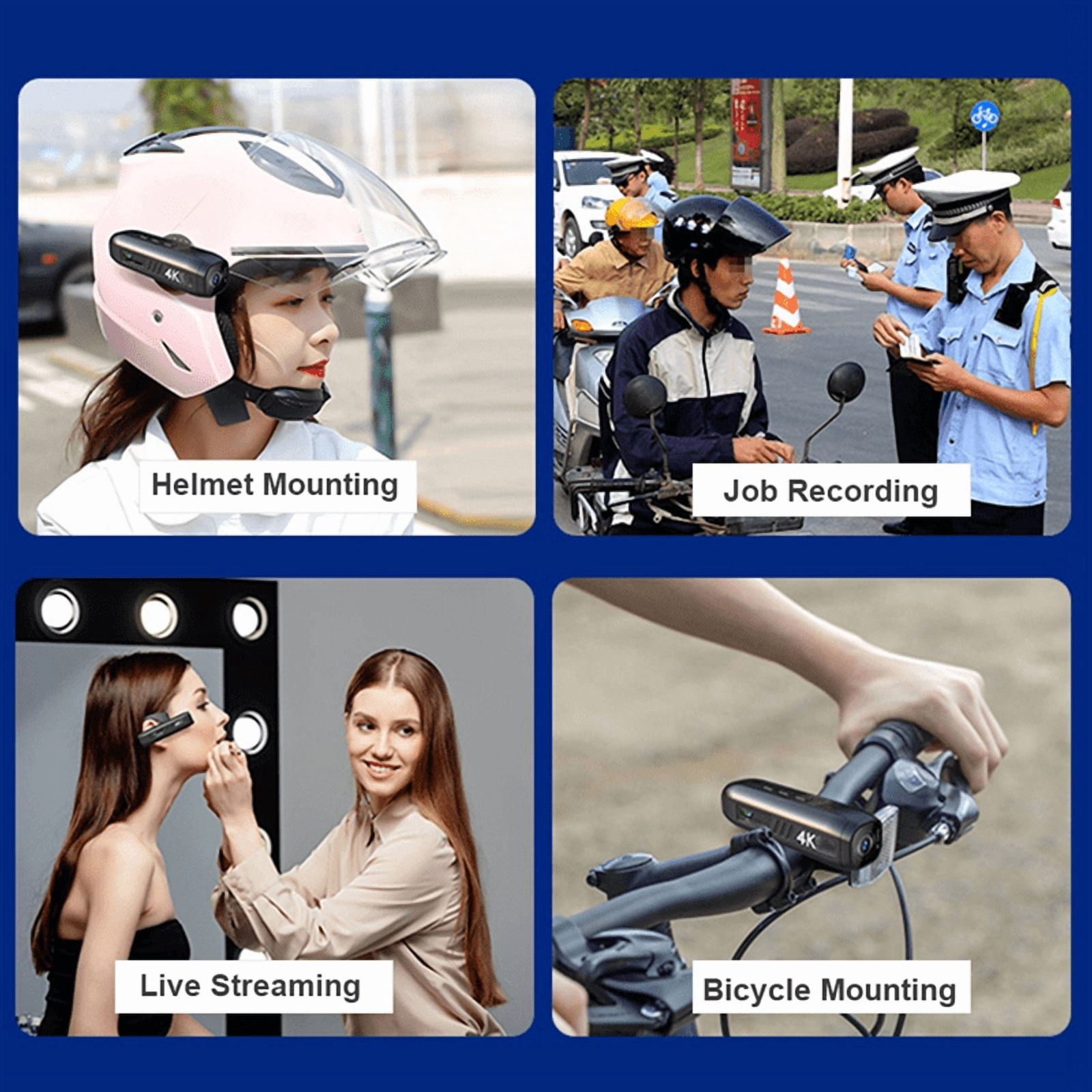 4K 30FPS Head Mounted Camera Wearable WiFi Video Camcorder 120°Wide Angle Lens Anti-Shake APP Control