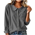 thumbnail image 2 of Neewe Cotton Blend Button Down Shirt for Women Collared Blouse Casual Long Sleeve Tops Daily Outfits, 2 of 6