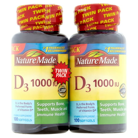 Nature Made La vitamine D3 1000 UI supplément liquide gélules, 100, count (pack de 2)