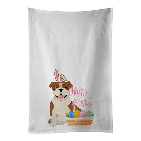 

Red English Bulldog Easter White Kitchen Towel Set of 2 Dish Towels 19 in x 28 in