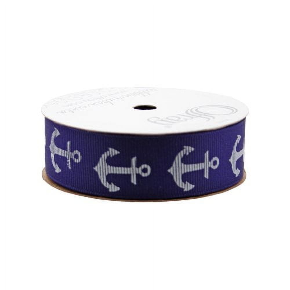 Offray Ribbon, Navy 7/8 inch Grosgrain Polyester Ribbon, 9 feet