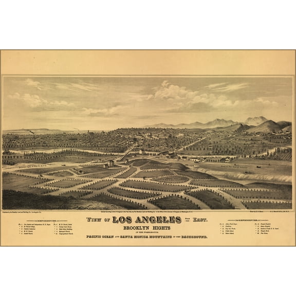 24"x36" Gallery Poster, map of los Angeles California 1877