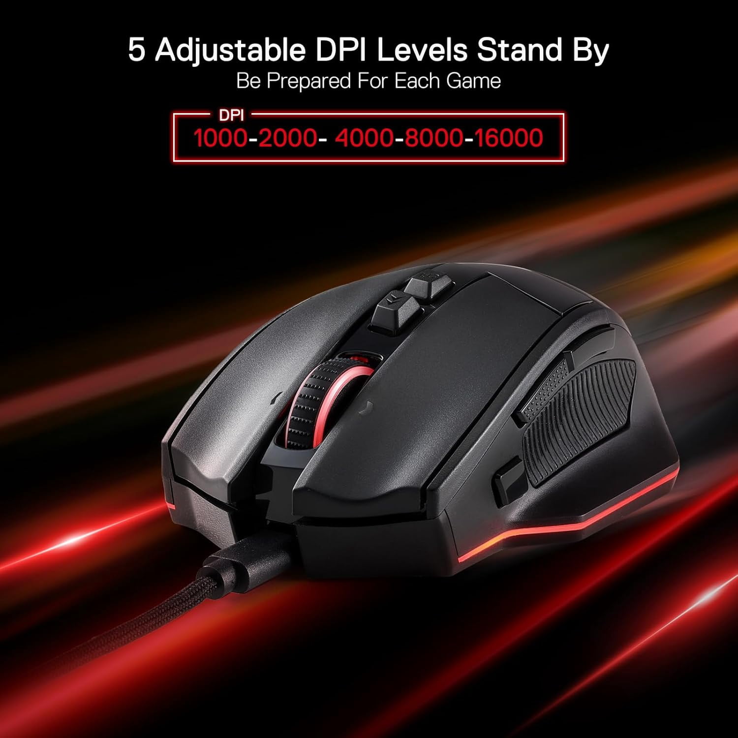 Redragon M813 Wired RGB Gaming Mouse with 4D Dual Mode Scroll Wheel, Optical Ergonomic Gamer Mo