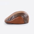 thumbnail image 2 of Mens Ivy Cap PU Leather Newsboy Hat Adjustable Beret Caps Classic Golf Flat Cap Gatsby Driving Fishing Hat, 2 of 9