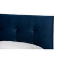 thumbnail image 4 of Caprice Glam Navy Blue Velvet Fabric Upholstered Full Size Panel Bed, 4 of 5