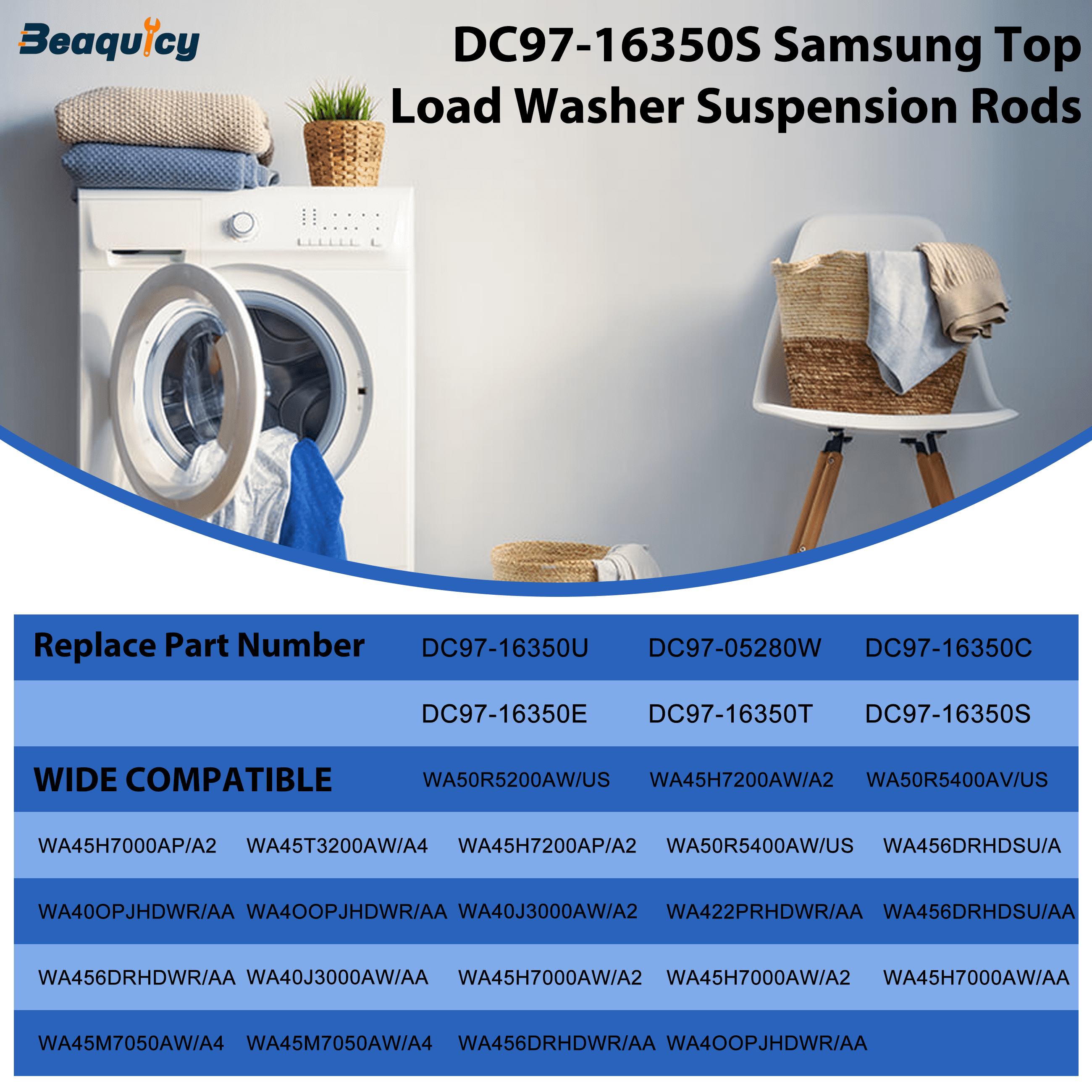 Beaquicy DC97-16350U Washer Suspension Rod Replaces Washing Machine DC97-16350S DC97-16350T