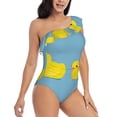 thumbnail image 3 of Sikiie Cute Ducky Print Women One Piece Swimsuits Tummy Control One Shoulder Bathing Suits Ruffle Swimwear, From S to XXL-XX-Large, 3 of 6