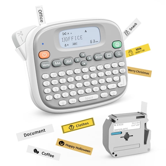 Rongta TM95 Label Maker Machine with Tape, QWERTY Keyboard and Bluetooth App Connectivity, White