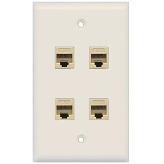 RiteAV - 4 Port Cat6 Ethernet Wall Plate - Light Almond