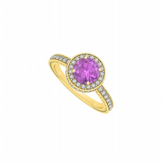 Fine Jewelry Vault - UBNR50277Y14CZAM February Birthstone Amethyst & CZ Engagement Ring in 14K 