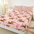 thumbnail image 3 of Castle Fairy Children Teenagers Adults Cartoon Dachshund Full Size Sheets 4-Piece,Pink Love Heart Print Breathable Bed Sheets,Cute Animal Dog Pet Lightweight Sheet Sets,Super Cozy Room Decor, 3 of 7