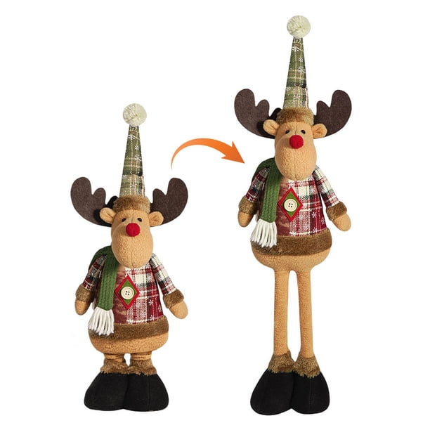 Feliz Navidad Muñeca Retráctil Viejo Muñeco Nieve Alce Decoraciones Ambiente Navideño (C)