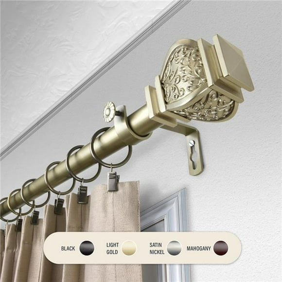 Central Design 100-14-483 1 in. Harrison Curtain Rod with 48 to 84 in. Extension, Light Gold