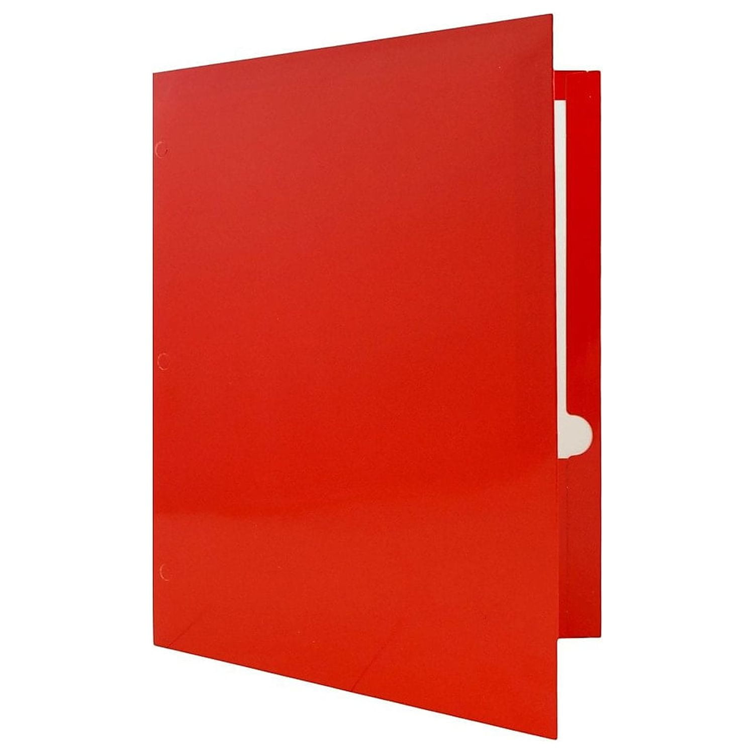 JAM Paper Glossy 3 Hole Punch Folders, Red, 100/Pack