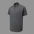 thumbnail image 2 of YLSDY Men's Quarter Zip Athletic Golf Shirt Quick Dry Performance Short Sleeve Top Dark Gray XL, 2 of 9