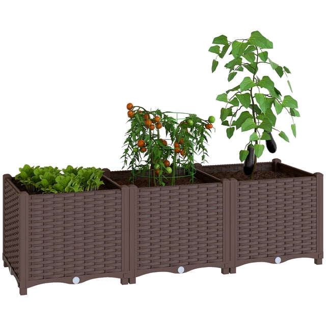 Outsunny Jardinière Surélevée avec Pattes, Bacs de Plantation Surélevés à Arrosage Automatique