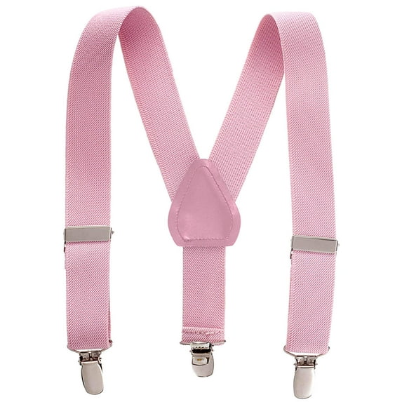 Kids and Baby Elastic Adjustable Solid Color Suspenders for Toddlers - Light Pink (Size "26")
