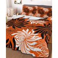 thumbnail image 3 of Quilts Twin Size Bedding Set, Orange Black Flowers Lightweight Quilted Comforter, Modern Abstract Blooms Floral Soft Reversible Bedspread Coverlet with Pillow Covers for All Season, 68" x 86", 3 of 7