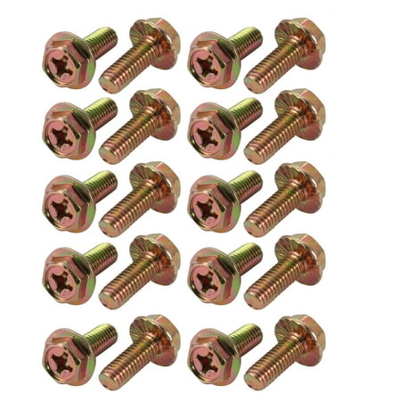 

Unique Bargains 20Pcs M6x16mm Yellow Zinc Plated Phillips Drive Serrated Flange Hex Head Bolt