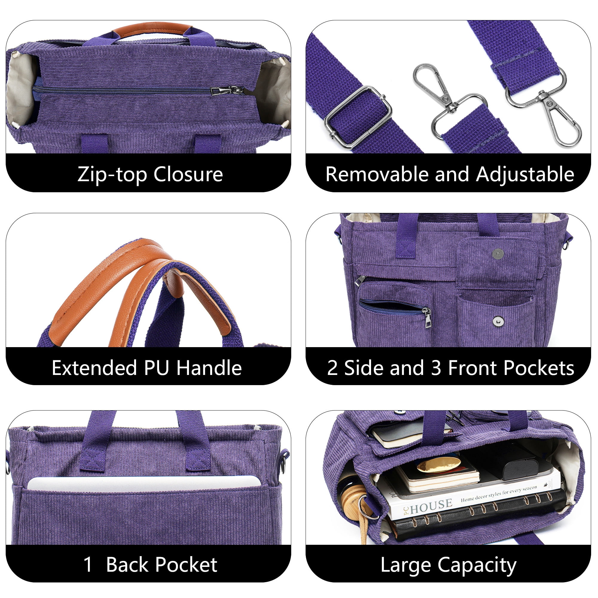 2-Piece Women's Corduroy Bag Set: Stylish Laptop Tote + Multi-Functional Crossbody Bag – Large-Capacity Work/Travel/Gym Bag