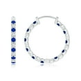 thumbnail image 2 of Yafe 18K White Gold Plated Inside Out Hoop Earrings Blue and White CZ Stones Everyday Wear Hoops, 2 of 4