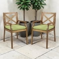 thumbnail image 2 of Tcbosik 2 Pack Outdoor Chairs, Wood Dining Chair with Cushion, Patio Armchair for Deck, Lawn, Garden, Poolside, Balcony, Green & Teak, 2 of 8