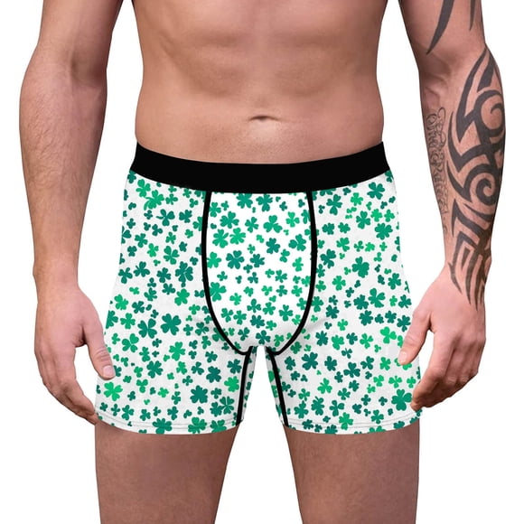 Caleçon Boxeur pour Hommes à Imprimé de la Saint-Patrick, Respirant, Ajusté, Polyester, 1 Pce