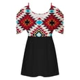 thumbnail image 4 of Usmixi Summer Tee Shirt for Women Women's Cold Shoulder Tops Empire Waist Top Western Ethnic Diamond Print Short Sleeve Shirts Casual Blouses Tunics Red s, 4 of 5