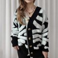thumbnail image 2 of BangWanChi Cardigan Sweaters for Women Trendy Women's Contrasting Button Long Sleeved Knitted Cardigan Jacket, 2 of 5