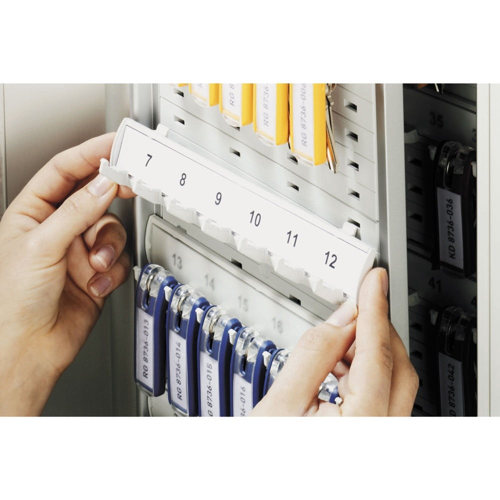 DURABLE Locking Key Cabinet, 72-Key, Brushed Aluminum in Silver, 11.75 x 4.63 x 15.75