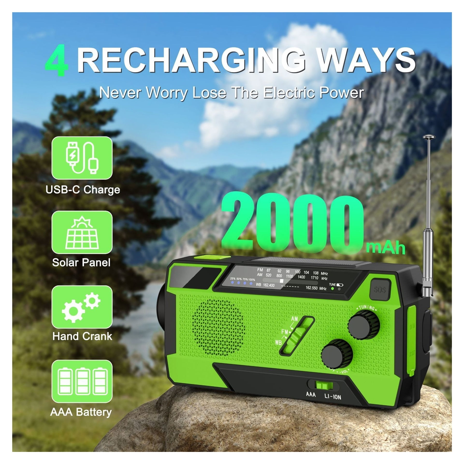 Outdoor Disaster Prevention Radio Multi-function Hand-crank Radio Portable Solar Radio ,Listen Anytime, Anywhere