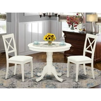 East West Furniture Dining Room Set Linen White, ANBO3-LWH-LC