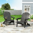 thumbnail image 2 of Kandyce Outdoor Acacia Wood Folding Adirondack Chairs, Set of 2, Dark Gray, 2 of 7