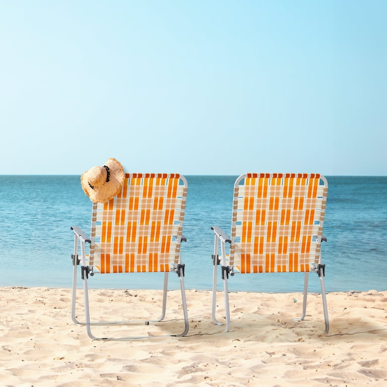 Ktaxon 2Pcs Patio Folding Web Lawn Chair Set, Outdoor Beach Chair