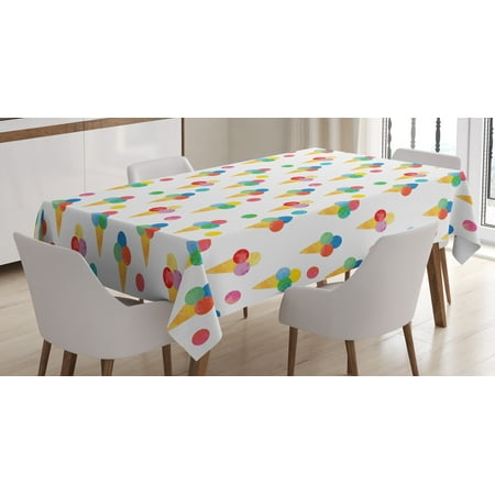 

Ambesonne Ice Cream Tablecloth Rectangular Table Cover Triple Scoops Grungy 60 x84 Multicolor
